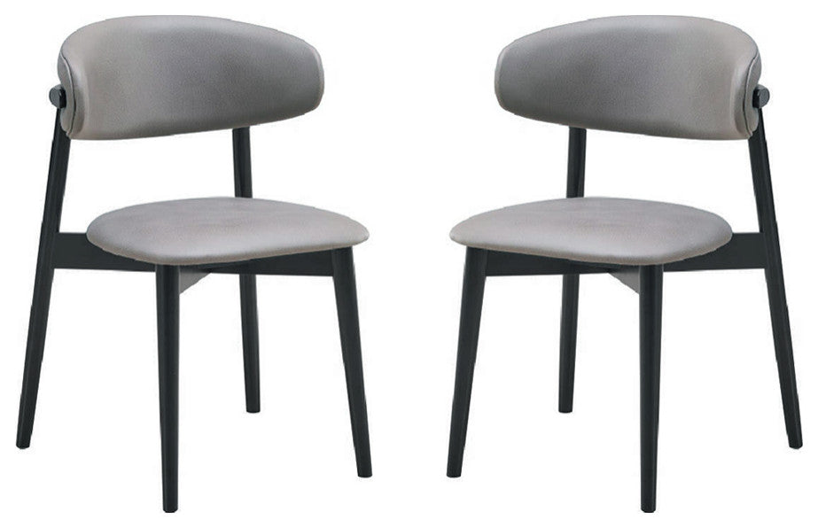 Set of 2 Upholstered Side Chairs in Gray and Black