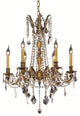 Elegant Rosalia Dining Room Light, French Gold Finish With Elegant Cut Crystal