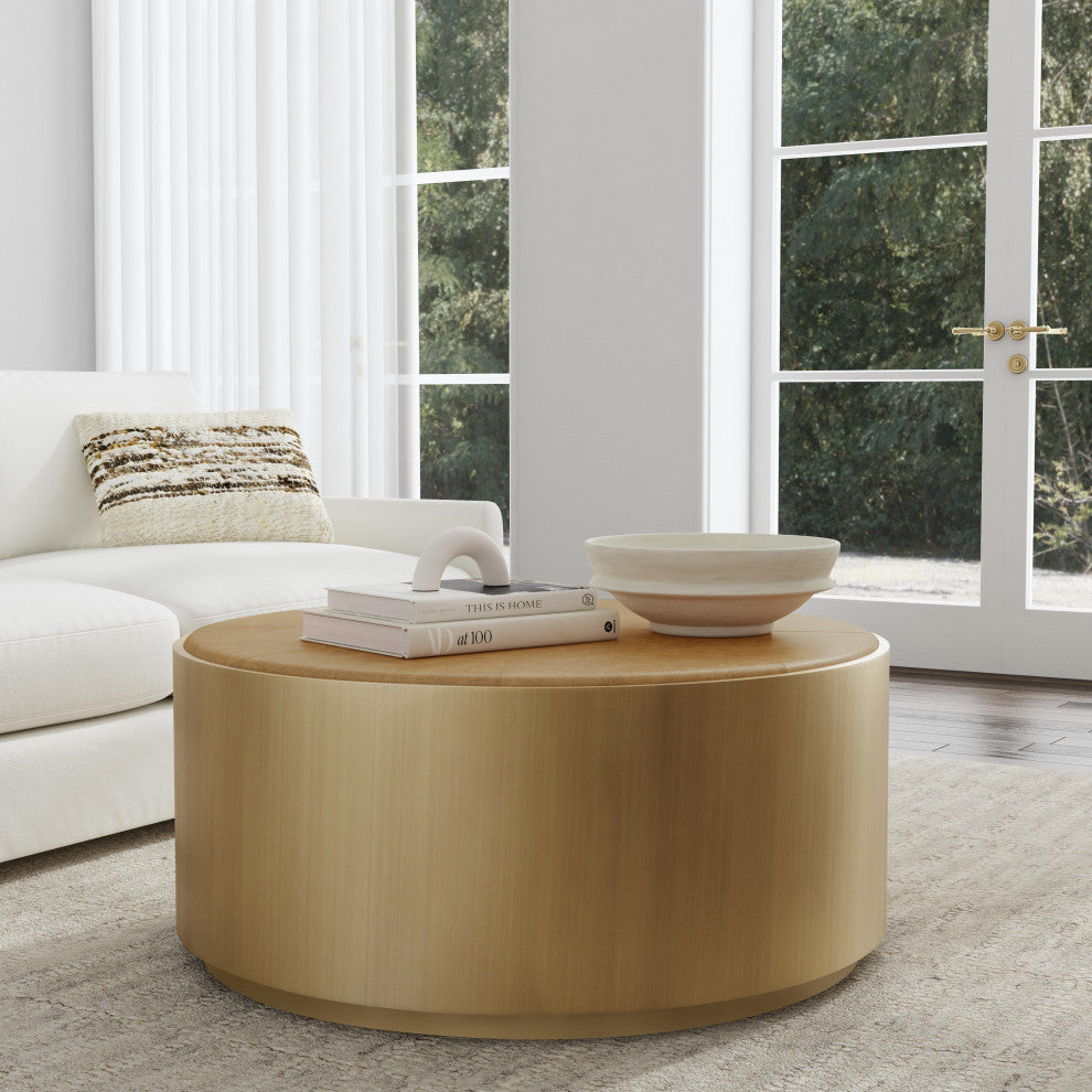 Evan 40" Round Brass Coffee Table
