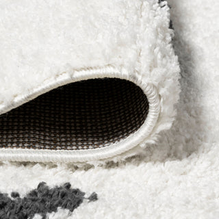 Cristo Berber Geometric Shag Rug, White/Black, 2x8