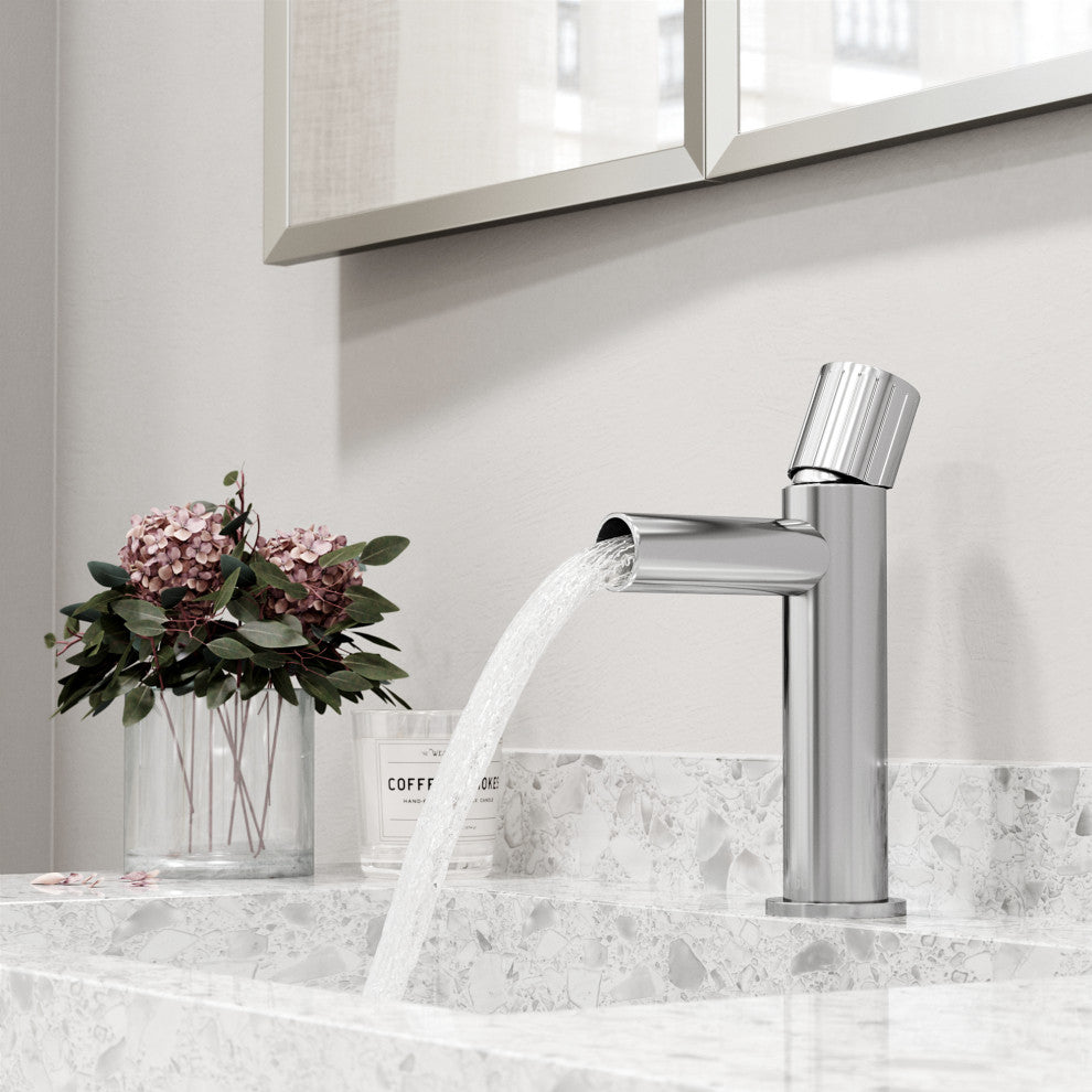 VIGO Ashford 8" H Single Handle Single Hole Bathroom Faucet, Chrome, Without Extras