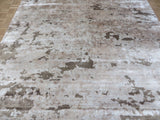 9x9'3 Square Hand Knotted Brown & Beige Modern Abstract Oriental Rug