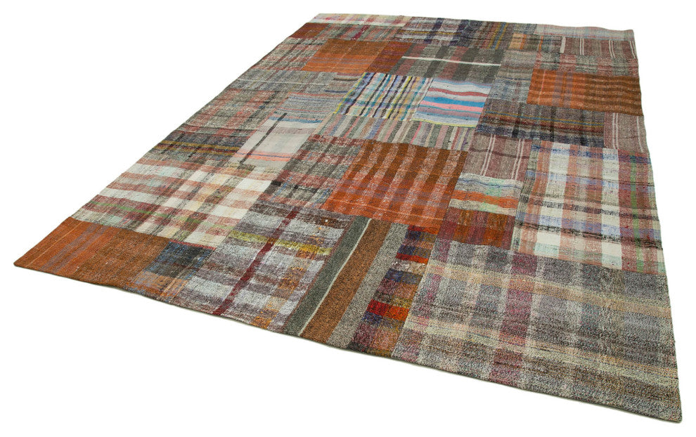 Rug N Carpet - Handmade Turkish 8' 8'' x 11' 10'' Wool Patchwork Kilim Rug