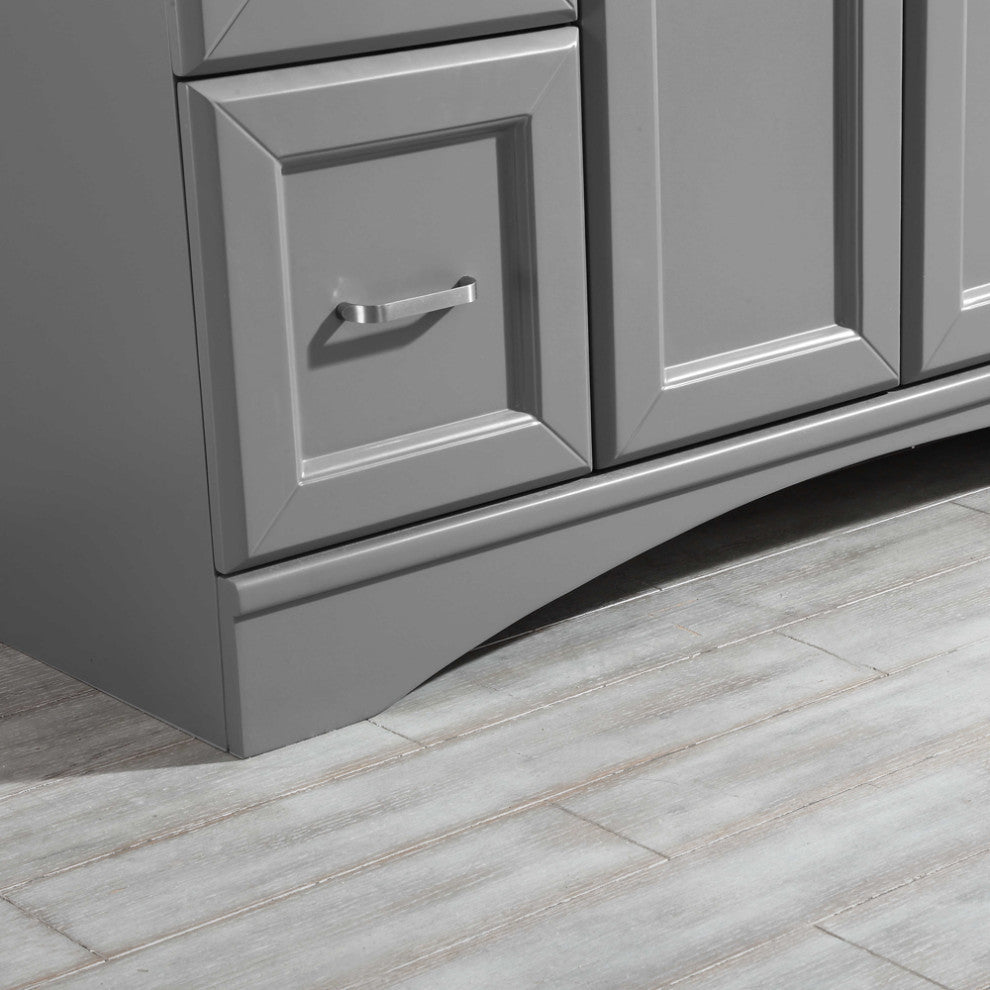 Naples 48" Vanity, Grey With Carrara White Marble Countertop With Mirror