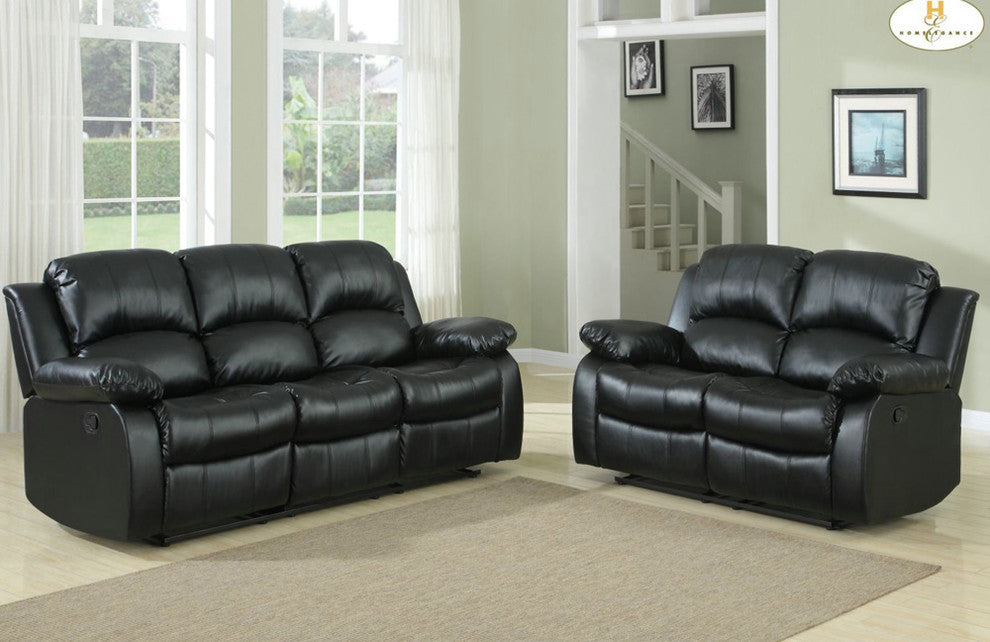 Homelegance Cranley 2-Piece Living Room Set, Black Leather
