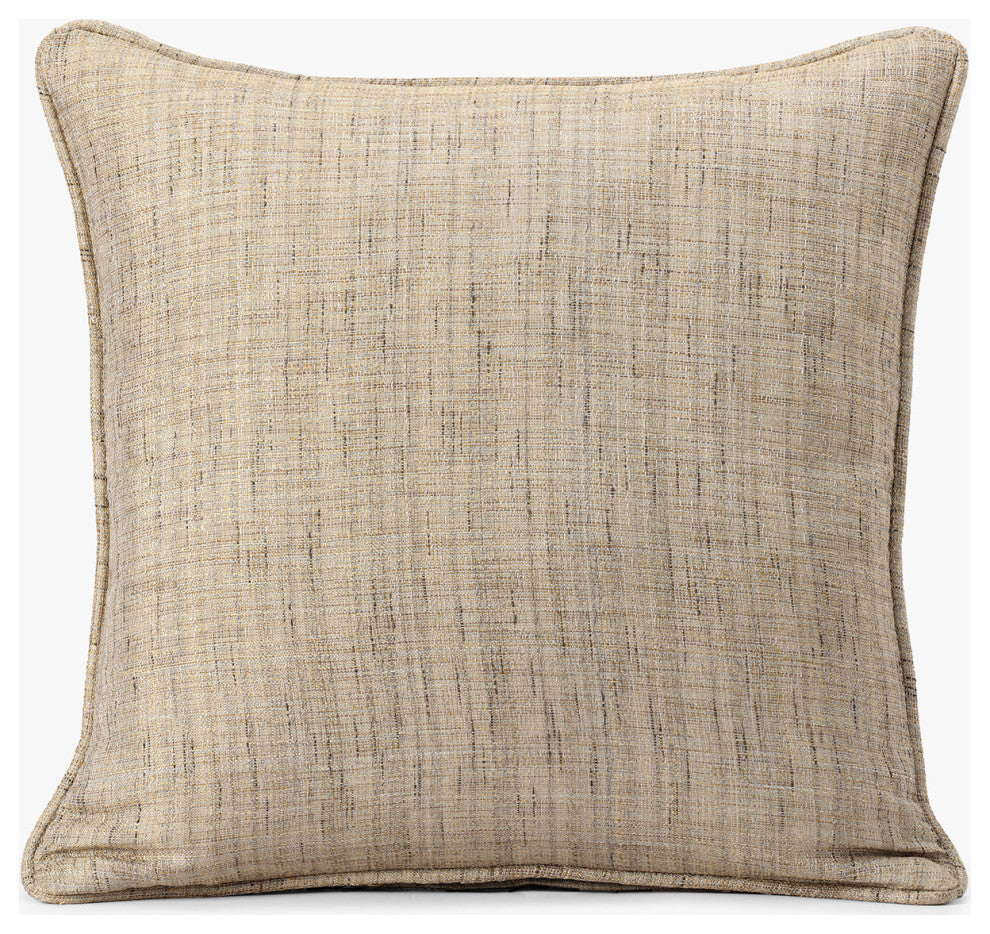 Linen Tan Yarn Dyed Faux Raw Textured Silk Cushion Cover, Pair, 18"x18"