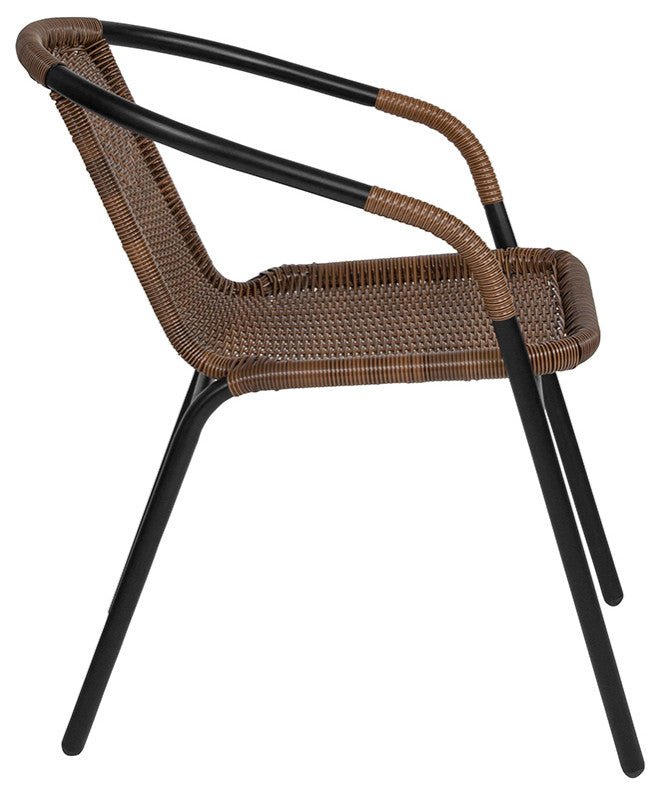 2 Pack Rattan Indoor-Outdoor Stack Chair, Medium Brown