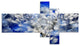 White Chrysanthemum Fractal Flower, Floral Canvas Print, 60"x32", 5 panels