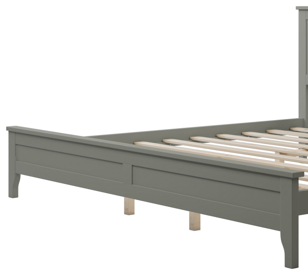 Gewnee Modern Gray Solid Wood King Platform Bed