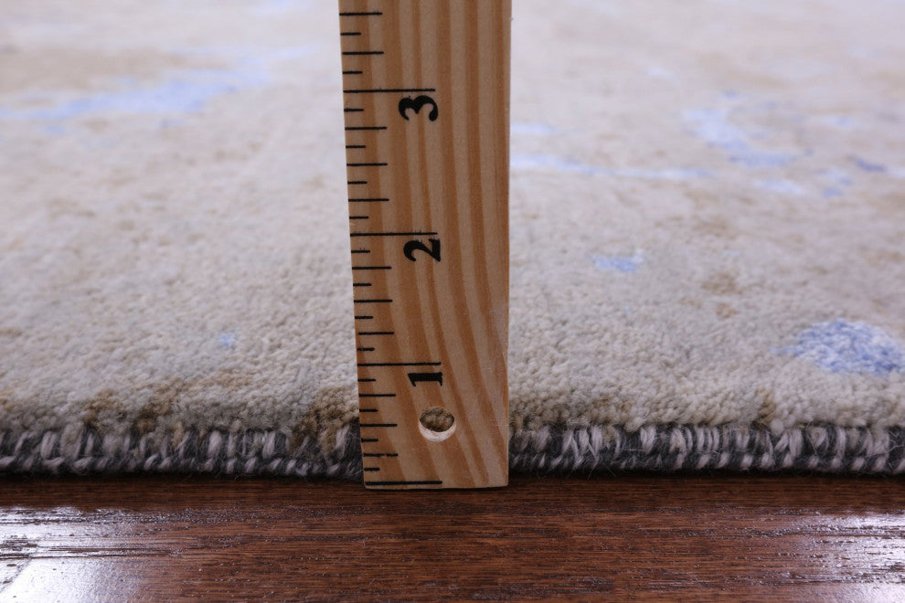 8' 1" X 10' 8" Wool and Silk Abstract Hand Knotted Rug Q7042