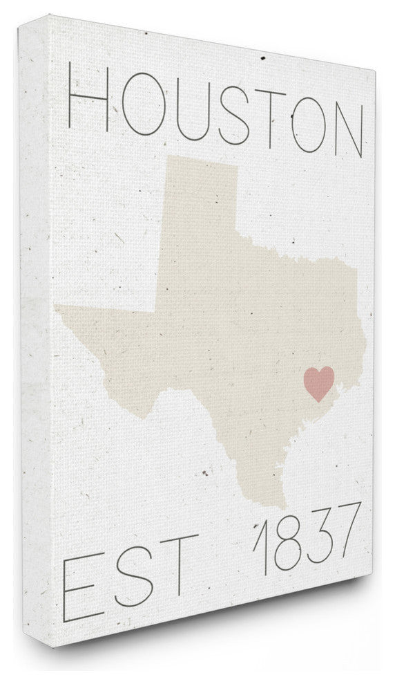 Houston Est 1837, 30"x40", Stretched Canvas Wall Art