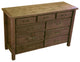 Barnwood Style Timber Peg 9-Drawer Dresser, Driftwood
