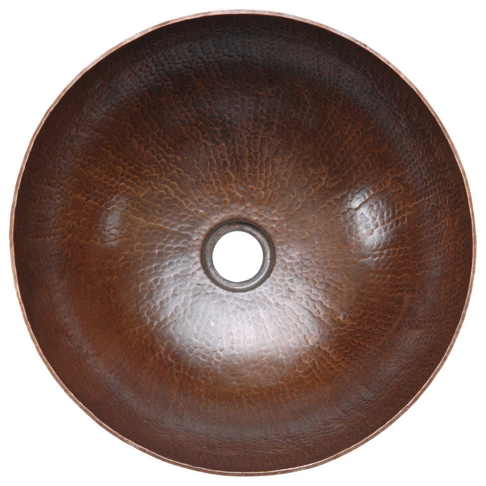 Premier Copper Products BSP1_VR15BDB 15" Round Vessel Copper Sink Package