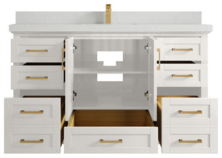 Boston 60" Single Bathroom Vanity in Alabaster 2" Carrara Quartz