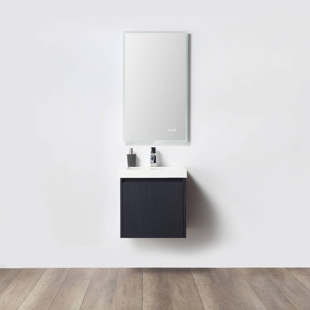 Floating Bathroom Vanity with Sink, Wall Mounted Vanity, Blue, 20'' W/ Sink