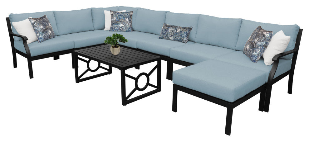 kathy ireland Madison Ave. 9 Piece Aluminum Patio Furniture Set 09d, Tranquil