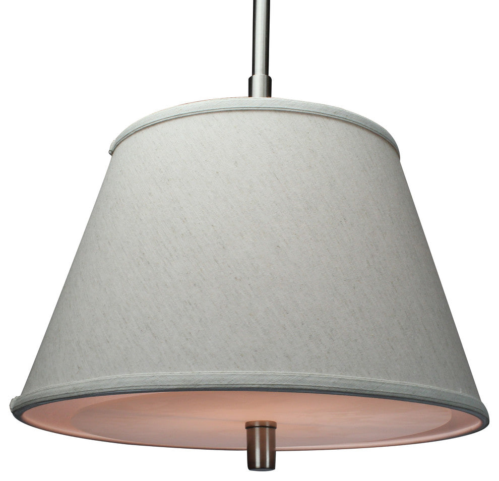 Satin Nickel Pendant-Light With Empire Textured Oatmeal Shade