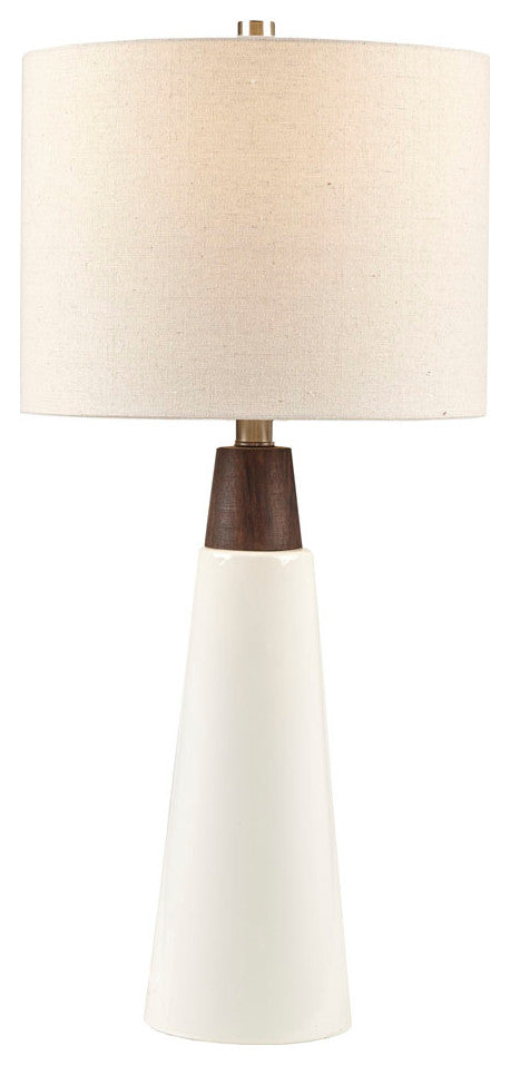 INK+IVY Tristan Triangular Ceramic and Wood Table Lamp