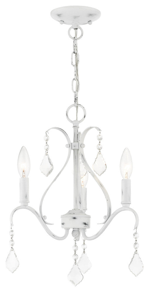 Livex Lighting Caterina 3 Light Antique White Petite Chandelier