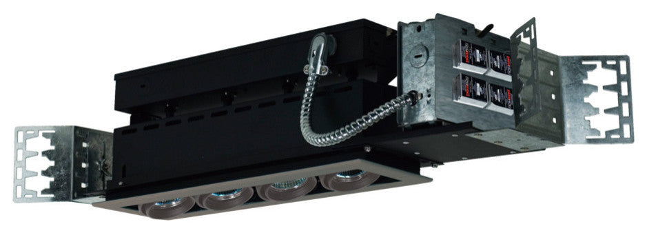 4-Light Linear New Construction, Silver Trim, Silver Gimbal, Black