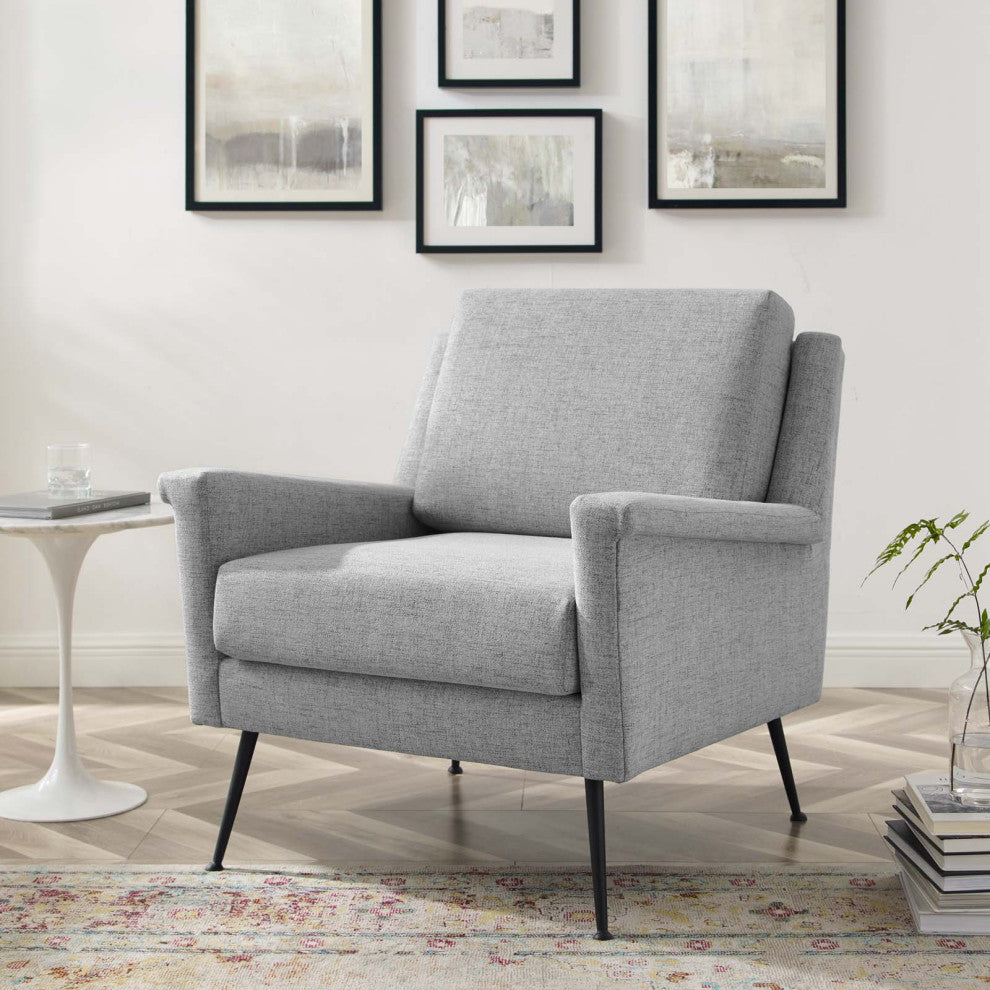 Armchair Accent Chair, Fabric, Black Gray, Modern, Lounge Hospitality