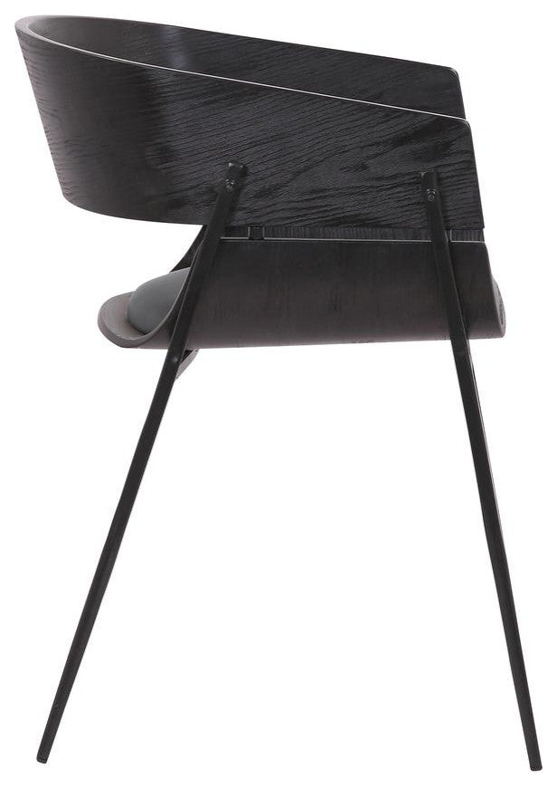Bronte Wood and Metal Contemporary Dining Room Chairs Set of 2, BLACK