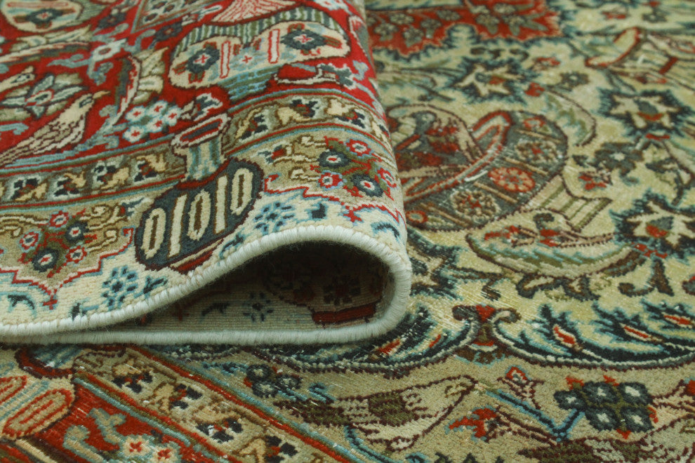 Fine Vintage Distressed Heerad Beige/Rust Rug, 6'5x9'6