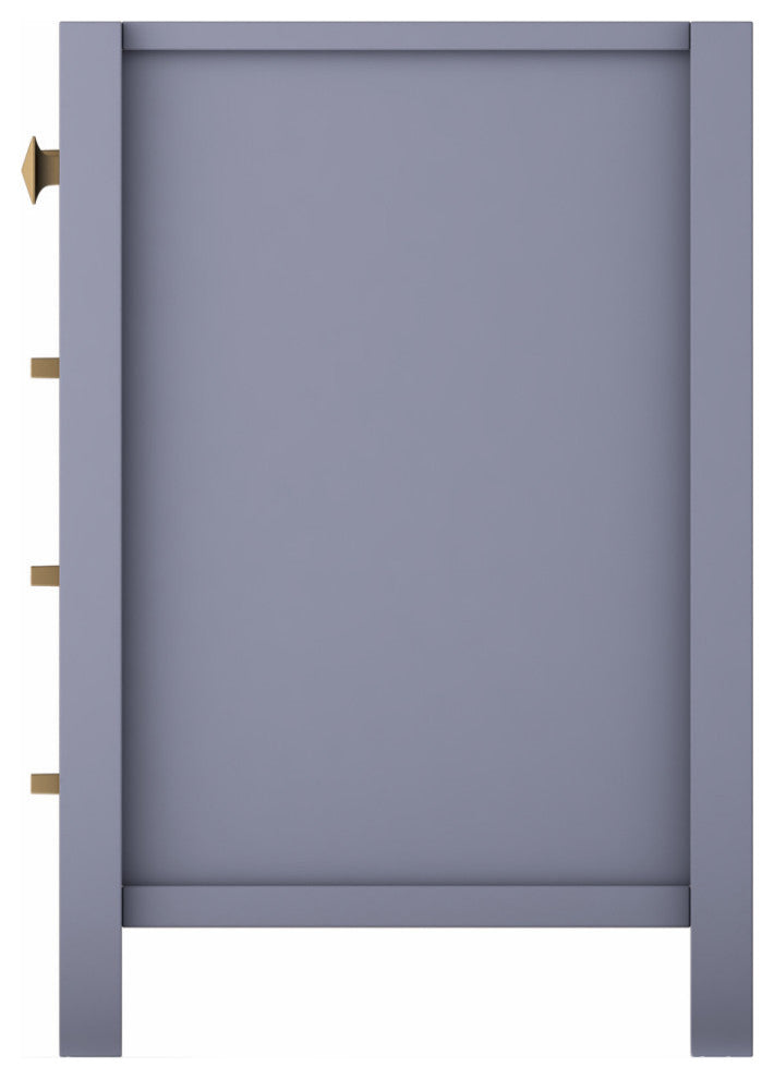 CastelloUSA Yamyam 35" Right Offset Single Vanity, Base Only, Gray, Gold Handles