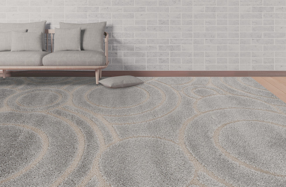 Amer Rugs Sirocco SIR-5 Gray Gray Shag - 6'7"x6'7" Round Area Rug