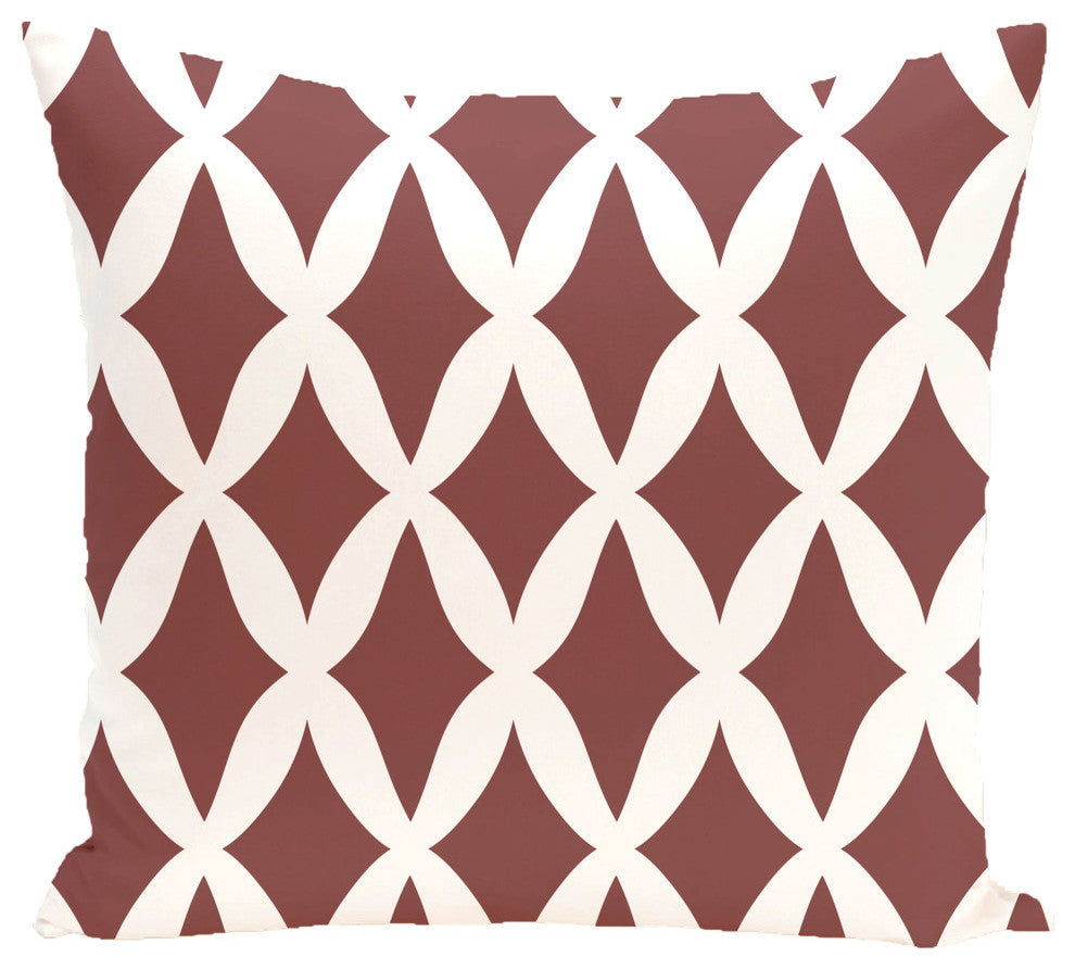 Lattice Kravitz Geometric Print Pillow, Mahogany, 26"x26"