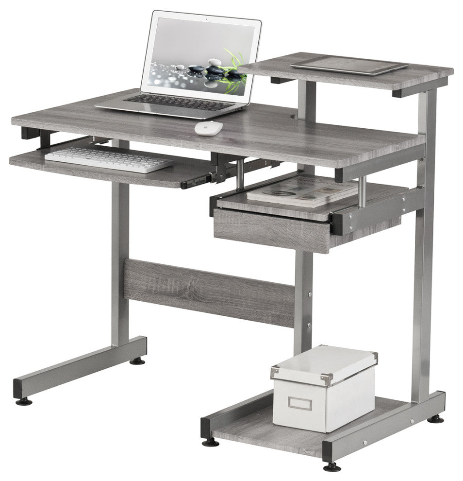 Techni Mobili Complete Computer Workstation Desk, Grey