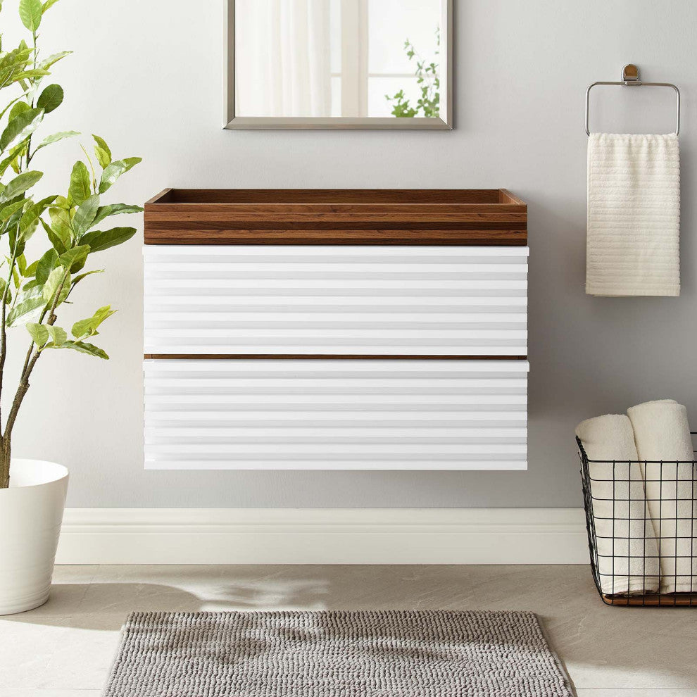 Render 30" Wall-Mount Bathroom Vanity, White Walnut