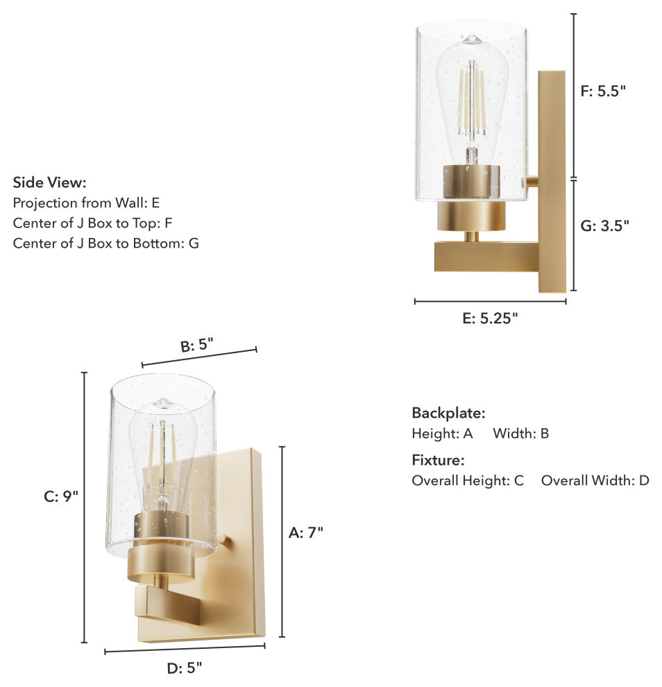 Hartland Alturas Gold With Seeded Glass 1 Light