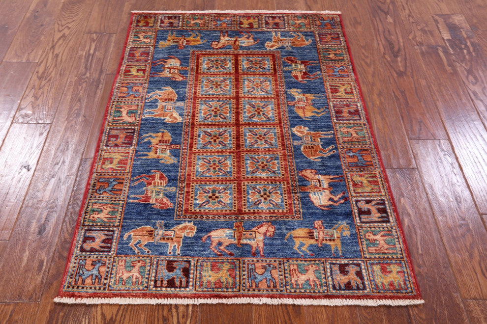 2' 10" X 4' 1" Antiqued Pazyryk Historical Design Handmade Rug Q10884