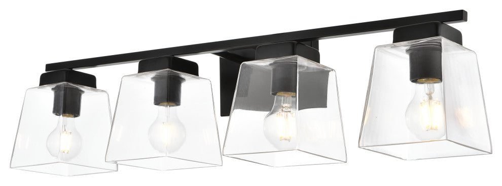 4 Light Black And Clear Bath Sconce