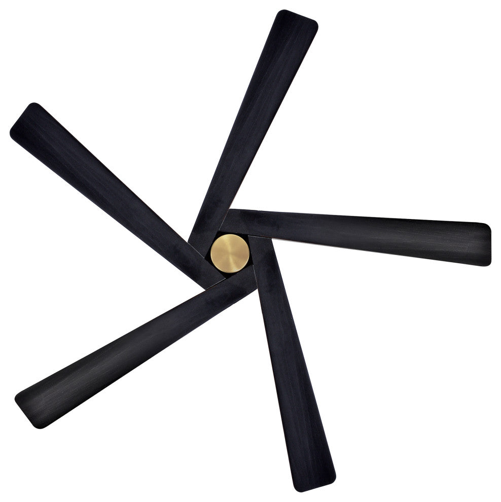 64" Reversible 5-Blade DC Ceiling Fan With Remote Control, Gold/Black