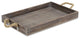 Dark Brown Wooden Tray With Rope Handles