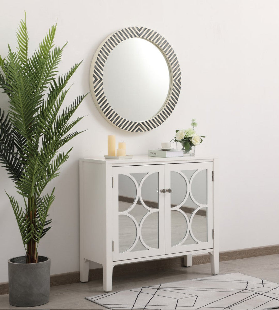 Otto Round Mirror, 28", Chevron