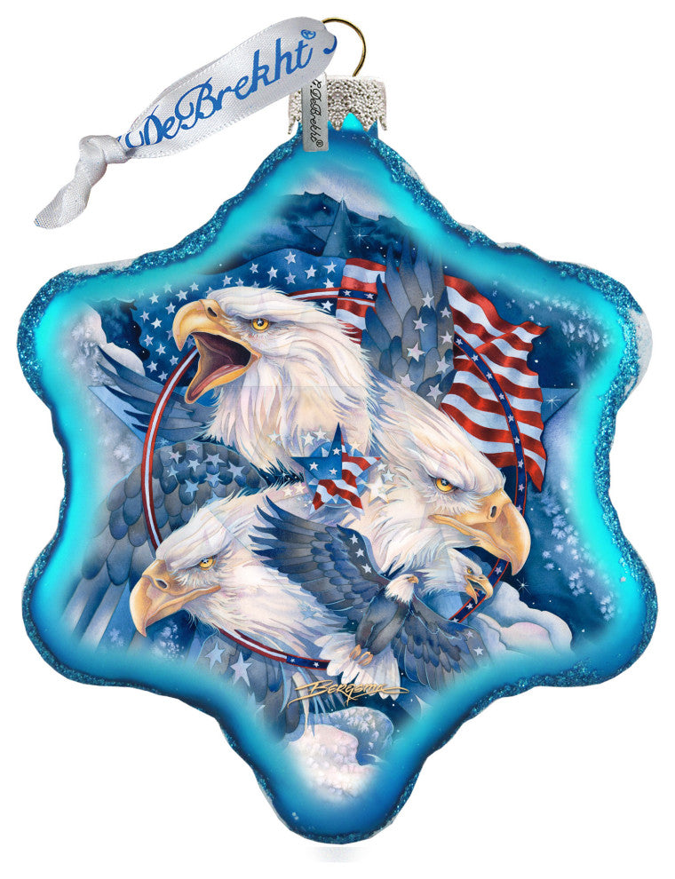 Allegiance Patriotic Eagles Glass Ornament