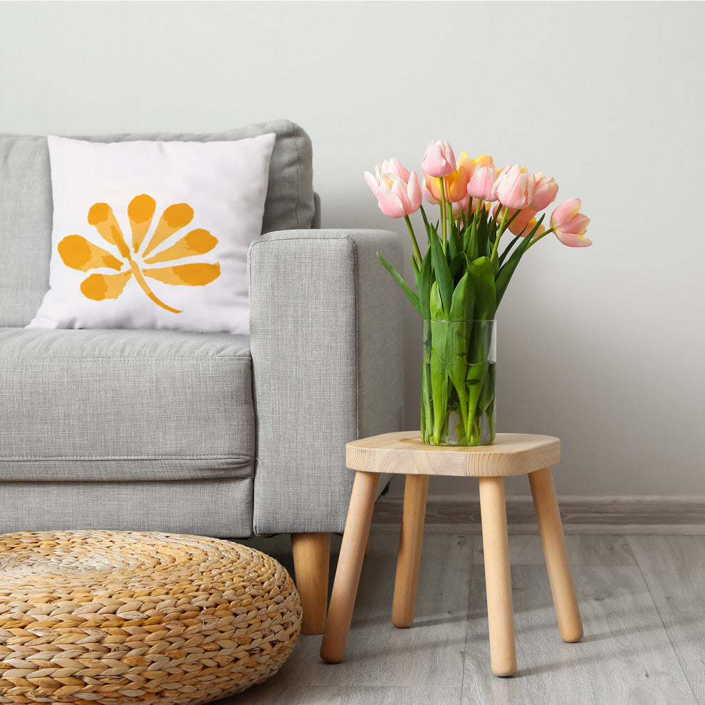 Petals Decorative Throw Pillow, Yellow, 18"x18"