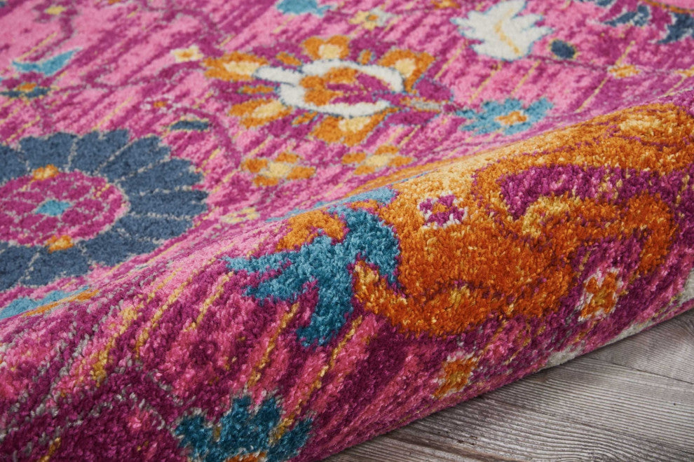 8' X 10' Fuchsia Floral Power Loom Area Rug