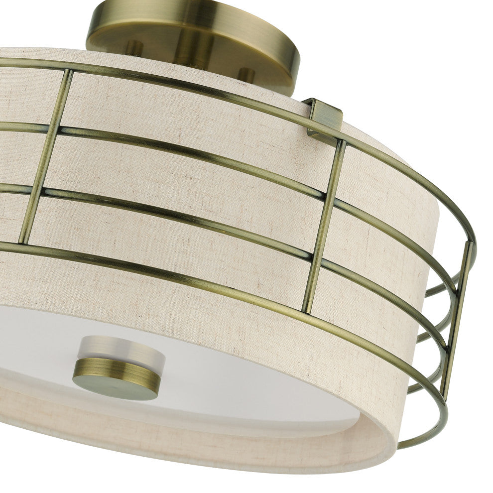 Blanchard 3-Light Antique Brass Large Semi-Flush