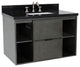 37" Single Wall Mount Vanity, Linen Gray Finish With Black Galaxy Top