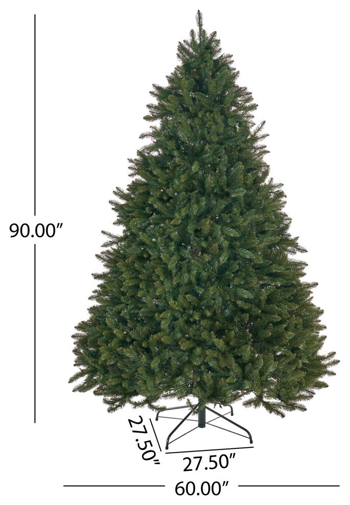 7.5' Norway Spruce Artificial Christmas Tree, Pre-Lit Multi-Colored