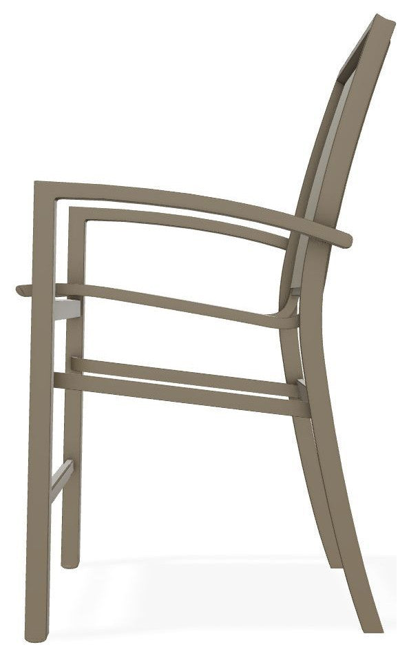 Kendall Sling Balcony Height Stackable Outdoor Stool, Elevation Stone/Beachwood
