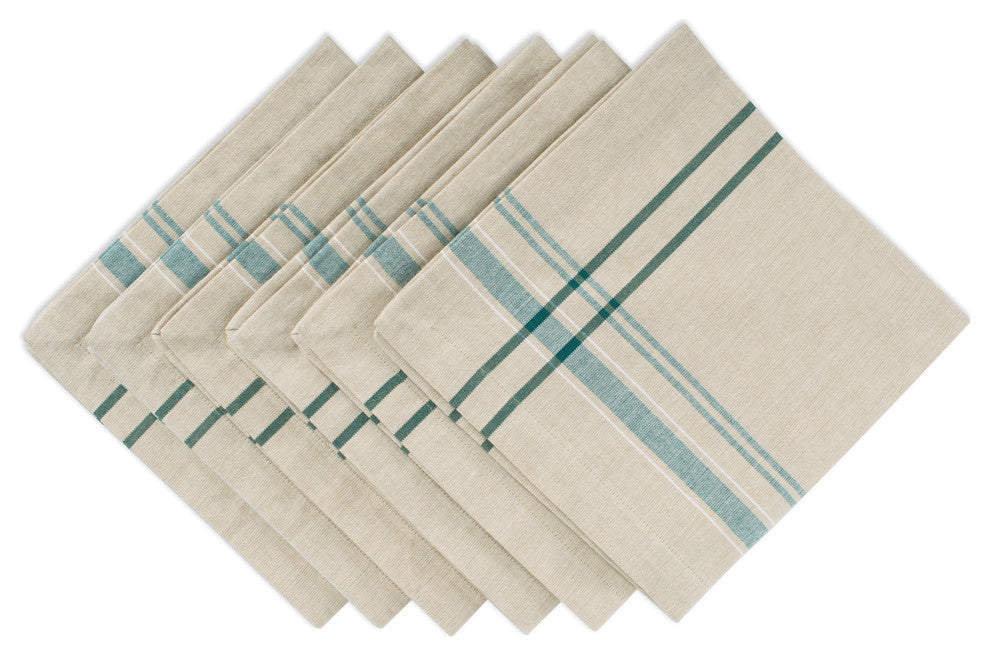 DII Teal French Stripe Napkin, Set of 6