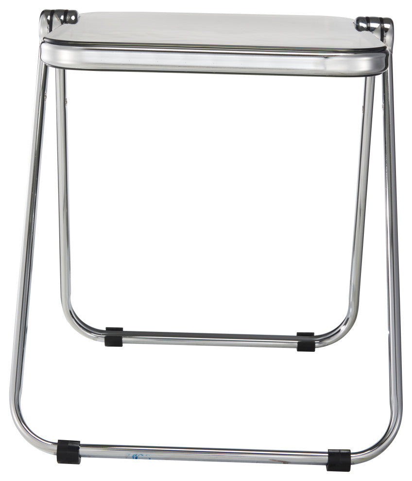 LeisureMod Lawrence Modern Rectangular Folding Table With Aluminum Frame, Transparent Black