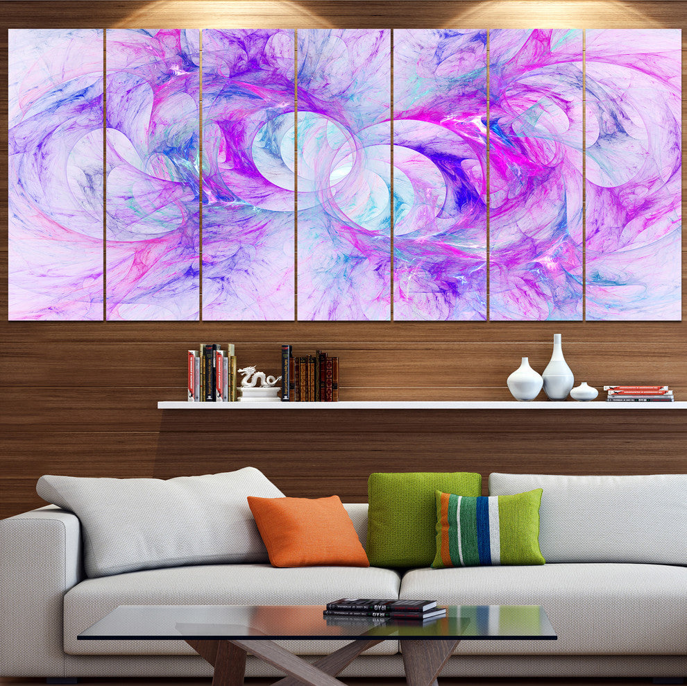 Light Purple Fractal Texture, Abstract Canvas Art Print, 83"x32", 7 Panels