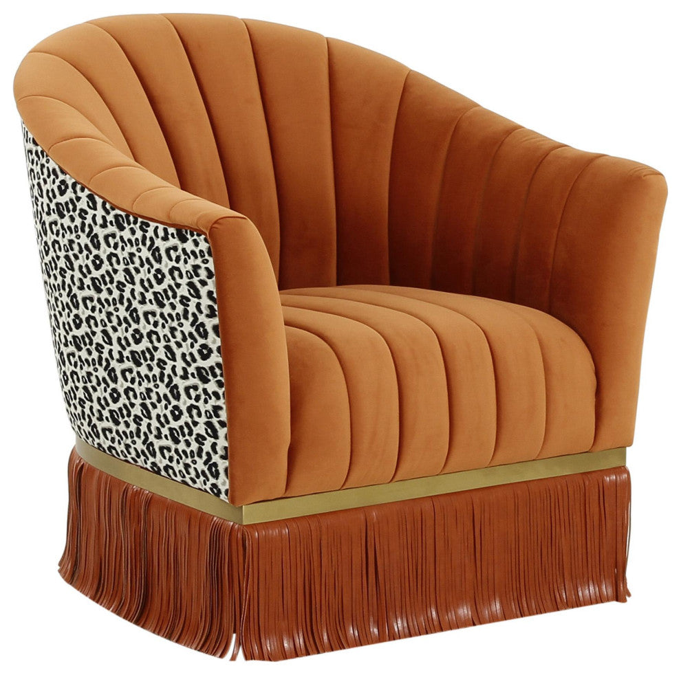 Enid Cinnamon Velvet Swivel Chair