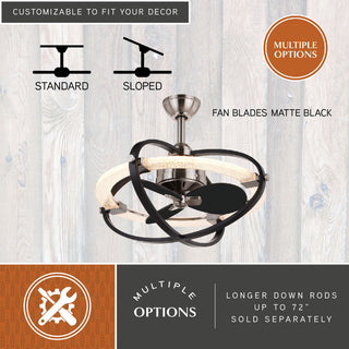 Galileo 22" Ceiling Fan Satin Nickel and Black